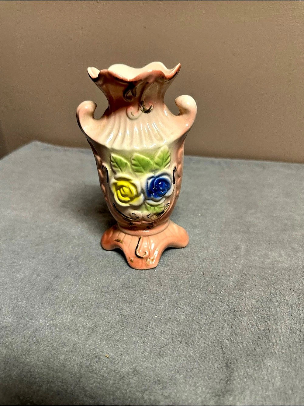 Floral Ceramic Vase Pink & Blue